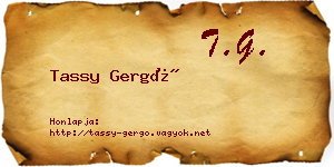 Tassy Gergő névjegykártya